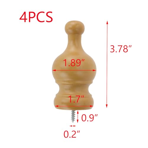 T Tulead Wooden Curtain Rod Finials, Wood Color, 1.34-Inch, 4PCS - style: Wood, 1.34", 4PCS