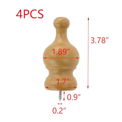 T Tulead Wooden Curtain Rod Finials, Wood Color, 1.34-Inch, 4PCS - style: Wood, 1.34", 4PCS