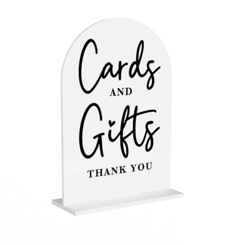 Acrylic Wedding Sign Cards and Gifts Sign for Wedding Wedding Signs for Ceremony Modern Calligraphy Arch Acrylic Table Top Sign for Wedding Reception and Event Party Table(white） - color: Cards and Gifts