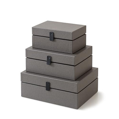 Soul & Lane - Decorative Storage Boxes with Lids, Set of 3, Graphite Grey