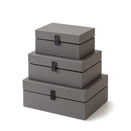 Soul & Lane - Decorative Storage Boxes with Lids, Set of 3, Graphite Grey