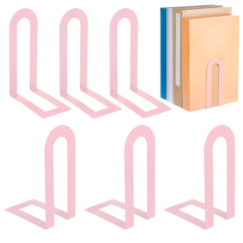 Chunful 6 Pcs Pink Metal BookEnds Shelves, 5.5 x 3.75 x 2.25 in - color: Pink, size: 5.5*3.75*2.25inch
