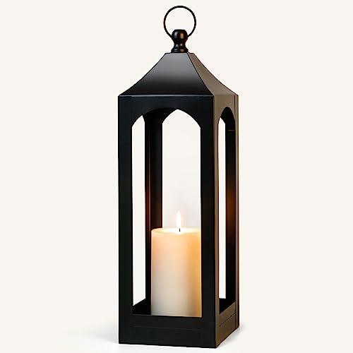 Modern Farmhouse Lantern Decor Metal Decorative Hanging Candle Lanterns - size: Large
