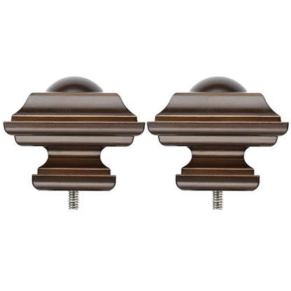 KAMANINA Square Finials for Curtain Rods 1 and 7/8 Inch, Set of 2, Bornze - color: Antique Bronze