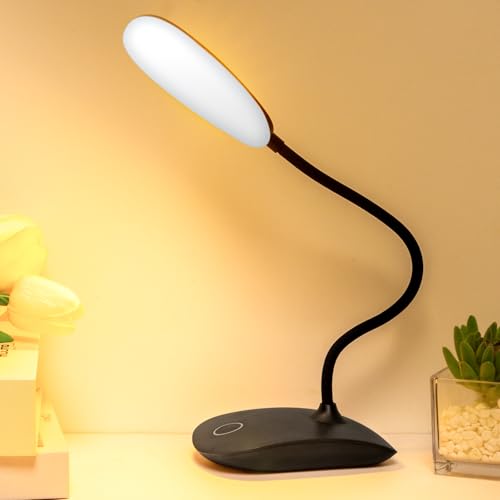 Portable Battery Powered Desk Lamp Small Rechargeable LED Table Light - color: Black