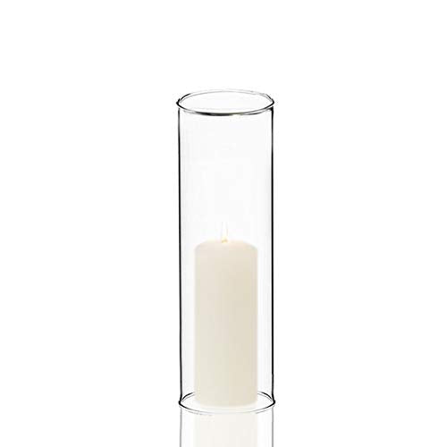 CYS EXCEL 2 PCS (H:10" D:4") Open Ended Glass Hurricane Candleholder Tube Shade | Open Flame Candle Chimney Tube Cover | Bottomless Cylinder - size: 4" wide x 9.5" tall