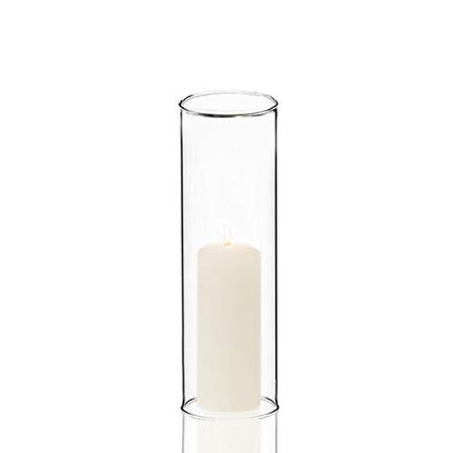 CYS EXCEL 2 PCS (H:10" D:4") Open Ended Glass Hurricane Candleholder Tube Shade | Open Flame Candle Chimney Tube Cover | Bottomless Cylinder - size: 4" wide x 9.5" tall