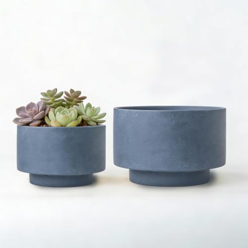 Succulent Pots, 8"+6" Plant Pots, Ceramic Planters for Indoor Plants - color: Blue