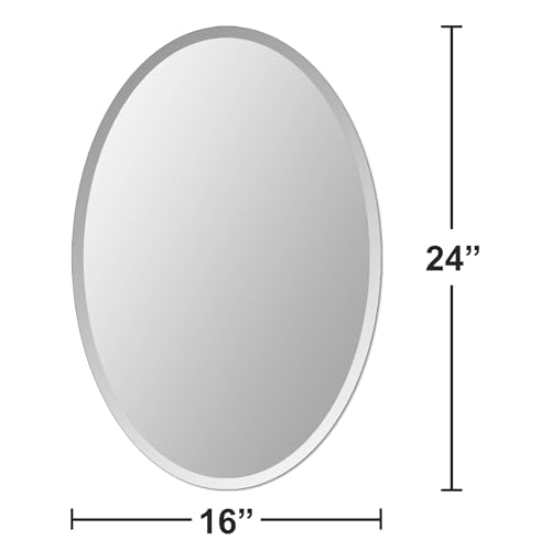 Bathroom Mirror for Over Sink 16" x 24" Oval Frameless Wall Mirror - size: 16"L x 24"W