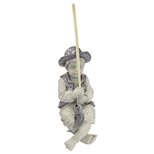 Design Toscano NG32122 Frederic the Little Fisherman of Avignon Lightweight Polyresin Statue, 15 Inch, Two Tone Stone - color: Frederic the Little Fisherman