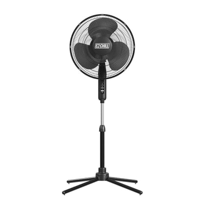 EZ-CHILL 16" Oscillating Pedestal Fan with Folding Base - Black - color: Black