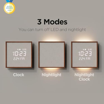 mooas Wooden Frame LED Silent Wall Clock (Wooden Frame Dark Brown) - color: Wooden Frame Dark Brown