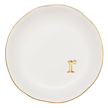 COLLECTIVE HOME Ceramic Jewelry Tray, Trinket Dish, Gifts for Women (R) - color: R