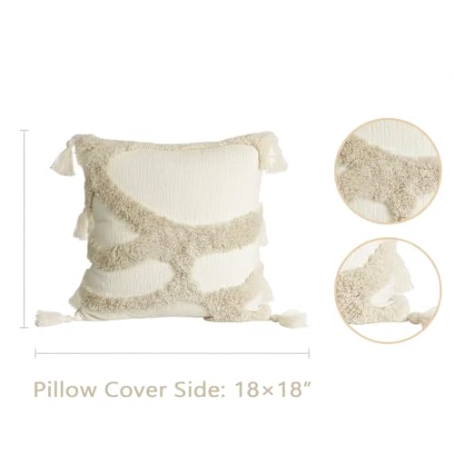 JMGBird Boho Throw Pillows for Couch Pillows with Inserts Included - color: Kahaki, size: 18" x 18" (Pack of 2)