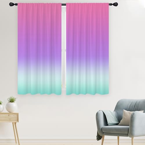 Pink Purple Curtains, Ombre, 2 Panels, 42" W x 63" L, Rod Pocket - color: Purple Pink, size: 42"W x 63"L (Pack of 2)