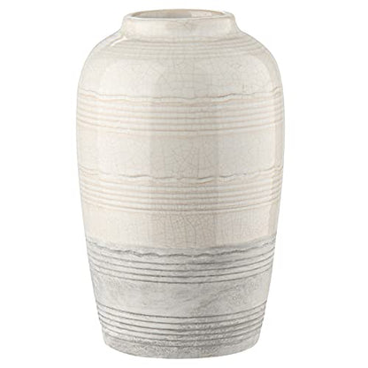 Ceramic Rustic Farmhouse Vase for Home Decor 9 inch Decorative Boho White Pottery Flower Vase for Centerpiece Living Room Bedroom Kitchen Bathroom Dining Table Mantel Shelf Decor - style: Boho-White