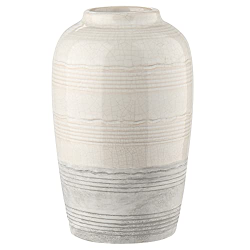 Ceramic Rustic Farmhouse Vase for Home Decor 9 inch Decorative Boho White Pottery Flower Vase for Centerpiece Living Room Bedroom Kitchen Bathroom Dining Table Mantel Shelf Decor - style: Boho-White