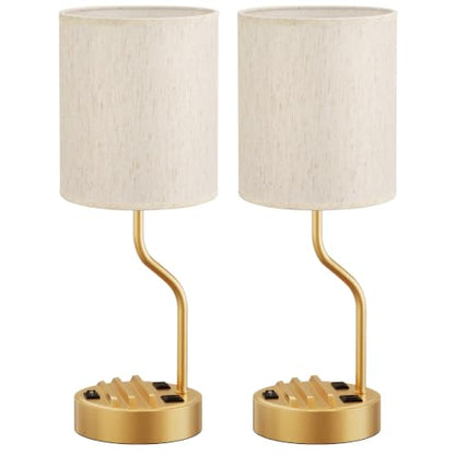 Fenmzee Bedside Lamps for Bedroom Set - 18" Gold Table Lamp for Nightstand - color: Cream & Gold