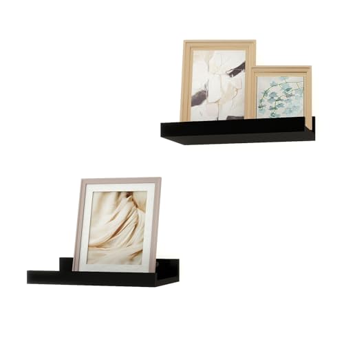 Small Black Floating Shelves for Wall, Shelf with Lip Set of 2, 8 in - color: Black, size: 7.8in