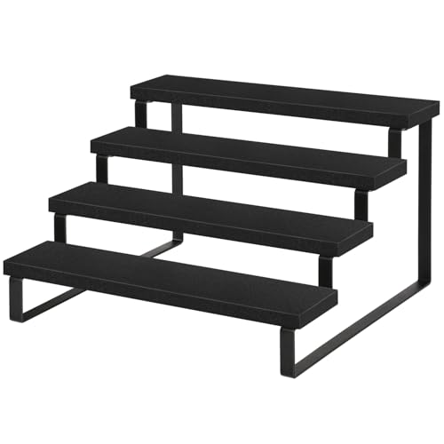 YINMIT Wooden Display Riser Stand, Tiered Perfume and Cologne Organizer Stand, 4 Tier Spice Rack Organizer, Rustic Display Shelf for Candles (4 Tier,Black) - color: 4 Tier,1 Pack,Black