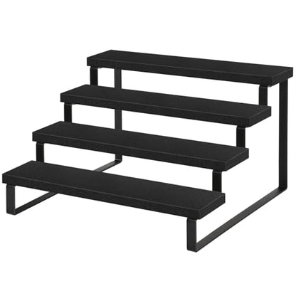 YINMIT Wooden Display Riser Stand, Tiered Perfume and Cologne Organizer Stand, 4 Tier Spice Rack Organizer, Rustic Display Shelf for Candles (4 Tier,Black) - color: 4 Tier,1 Pack,Black