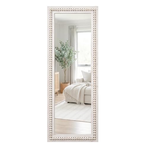 Rustic Full Length Mirror,28x40" Wood Bathroom Vanity Full Body Wall Mirror - color: White, size: 40"L x 28"W