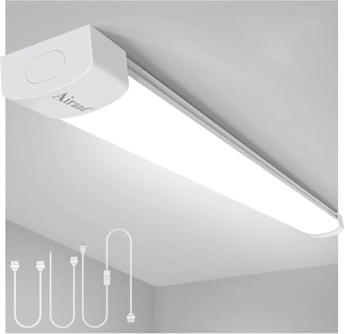 Airand LED Shop Light Fixture 4FT Plug in Ceiling Lights Linkable LED Tube Light 5000K Plug in Light Fixture for Bathroom Garage Overhead with ON/Off Switch - size: 4FT/1PCS