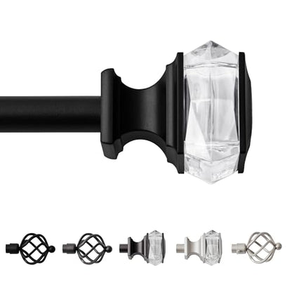 Sharpliving Black Curtain Rod, 66-120 Inch Adjustable for Living Room - color: Black-Square, size: 66" - 120"