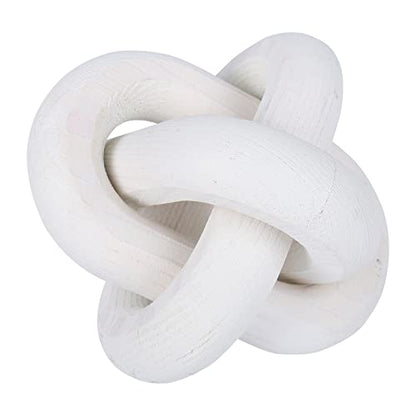 Jlong Wood Knot Decor Chain Link Modern Farmhouse Boho Coffee Table Accent - color: White