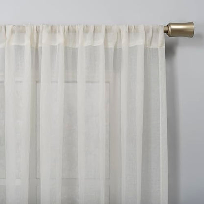 No. 918 Tayla Crushed Texture Semi-Sheer Rod Pocket Curtain Panel, 50" x 95", Cream Off-White - color: Cream Off-white, size: 50"W x 95"L (Pack of 1)