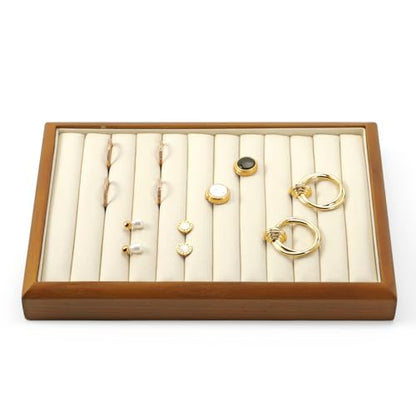 Oirlv Wood Ring Display Tray - color: Cream, size: 11 slot