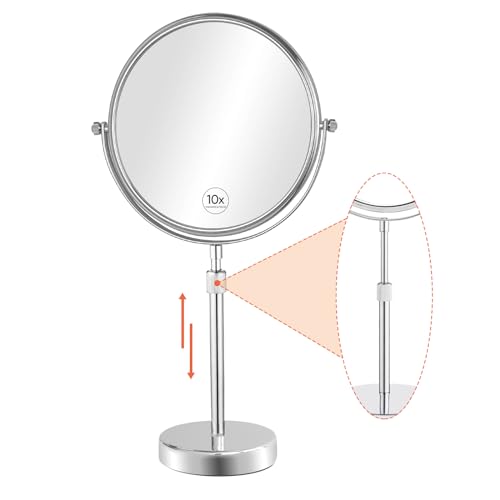 Nicesail Adjustable Tabletop Makeup Mirror Magnified Vanity Chrome 10X - color: Chrome Finish-10x