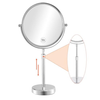 Nicesail Adjustable Tabletop Makeup Mirror Magnified Vanity Chrome 10X - color: Chrome Finish-10x