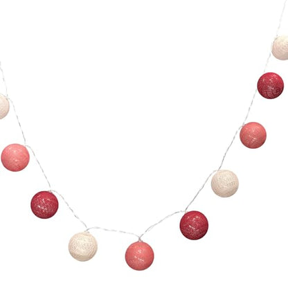 3M/10Ft 30 Red White Ball LED Battery Operated String Fairy Light - color: Red