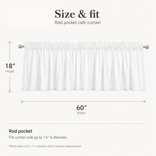 White Cotton Crochet Edge Window Valance, 18" L x 60" W, 2 Panels - color: White, size: 18"L x 60"W (Pack of 2)