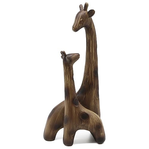 Lukitas Giraffes Statue Decor, Mom-and-Baby Giraffe Sculpture, Resin 11''