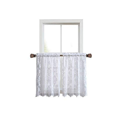 LinenZone 30 x 24 White Lace Farmhouse Kitchen Tiers. (Fiona 30x24 White) - color: White, size: 30"W x 24"L (Pack of 2)