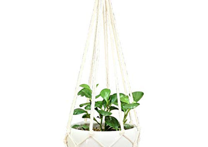 Macrame Plant Hanger Hanging Planter Hanging Net Basket Cotton Rope 52 Inch for 10 inch Pot, Pot and Plant Excluded (Beige)