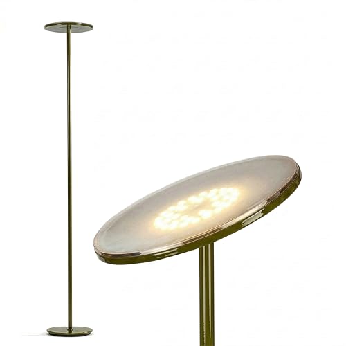 Brightech Sky LED Floor lamp, Torchiere Super Bright Floor Lamp for Living Room Decor & Office - Dimmable, Tall Standing Lamp with Warm Light for Bedroom & Reading - Olive Green - color: Green