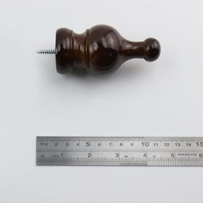 T Tulead 4PCS Wood Curtain Rod Finials 1.38-Inch Brown - style: Brown, 1.38", 4PCS