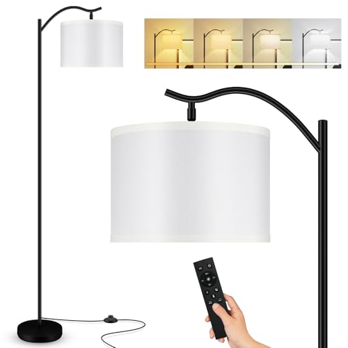 BoostArea Floor Lamp for Living Room,Arc Floor Lamp with Remote Control,Stepless Dimmable Brightness & Colors Temperature 2700k-6500k,Modern Standing Lamp for Bedroom Study Room Office,White - color: White