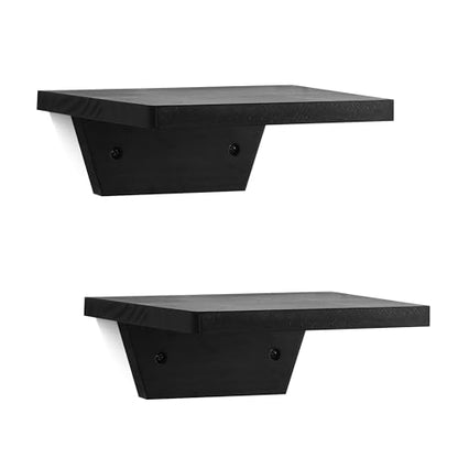 Small Wall Shelves,Speaker Shelf,Floating Shelf Trapezoid for Wifi Router - color: Black, size: Set of 2