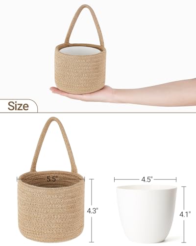 Dahey 2 Pcs Woven Wall Baskets with Plastic Wall Planters for Indoor Plants