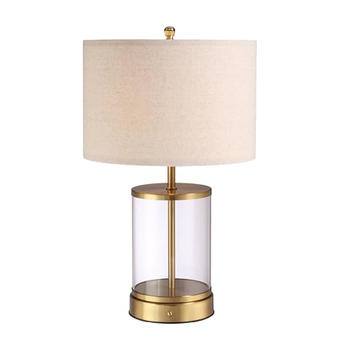 O’Bright Luma - Battery Powered Table Lamp, Cordless Glass Bedside Lamp with Rechargeable Battery, Full Size 19.5 Inch Height, Touch Dimmer, Type-C Charging, Clear Glass Design, Antique Brass - color: Antique Brass, size: 19.5-inch