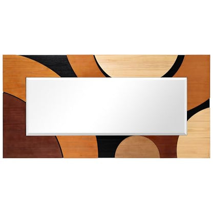 Empire Art Direct Curved Elegance Hand Made Solid Paulownia Wood Beveled Leaner Mirror, Ready to Hang, Living Room, Bedroom & Office, 78.8"x39.4"x1.6" - style: Curved Elegance