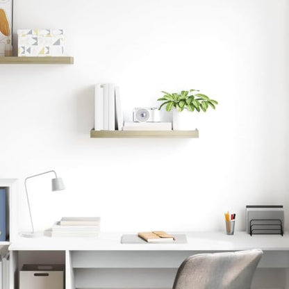 Floating Wall Shelf Oak 23.6x9.3x1.5 Honeycomb MDF Metal Frame Invisible Mount Modern Display for Living Room Bedroom Kitchen Hallway - color: Brown, size: 23.6" x 9.3" x 1.5"