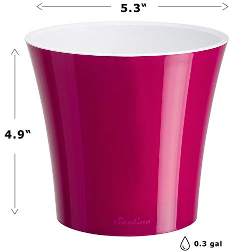 Santino, Self Watering Planter Arte 5.3 Inch Purple/White, Indoor Flower Pot for All House Plants, Flowers, Herbs, Succulents - color: Purple/White, size: 5.3-Inch