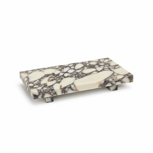Marble Pedestal Tray Stand for Perfume, Soap & Vanity - color: Calacatta Viola Marble-13.8 in