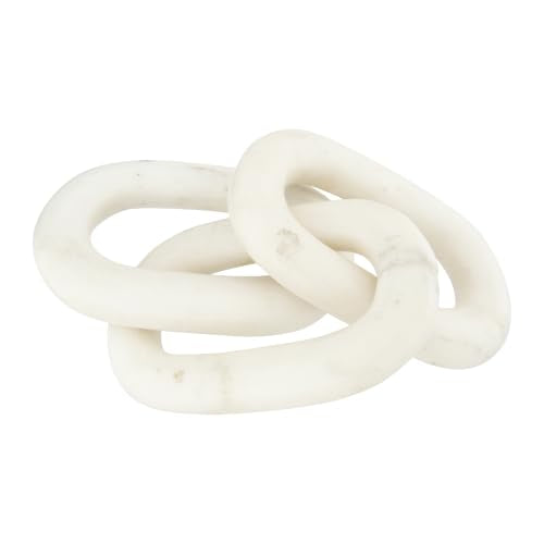 Bloomingville 13" L Decorative Marble Chain Link Figurine - color: White