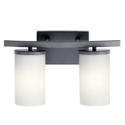 Kichler Crosby 2-Light Bathroom Vanity Light, Black - color: Black, size: 2 Light, style: Satin Etched Cased Opal Glass